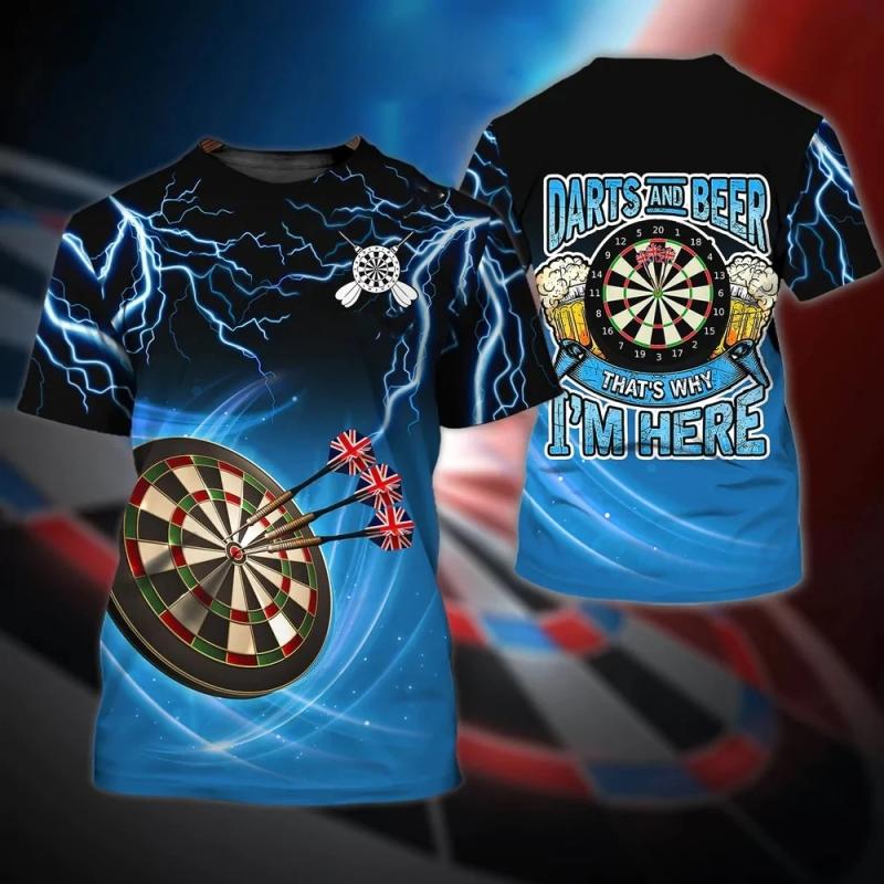 Мужская футболка с принтом пива и дартс, персонализированная рубашка с коротким рукавом, хлопковые футболки с круглым вырезом, повседневная классная уличная одежда большого размера