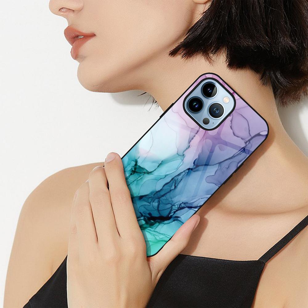 Модный чехол с цветным мрамором для Iphone 14 13 11 12 Pro Max Mini Xs Xr X 7 8 6s Plus Se 2022, задняя крышка из закаленного стекла