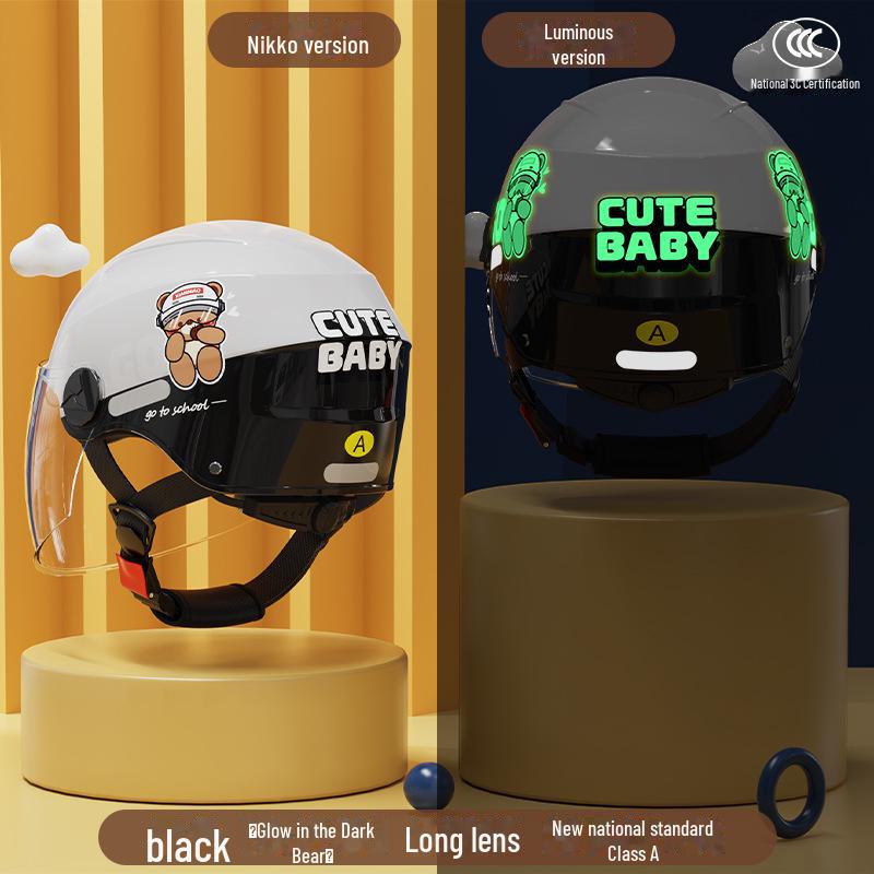 Детский сертифицированный 3C электрический шлем - солнцезащитный, всесезонный полушлем для мальчиков и девочек