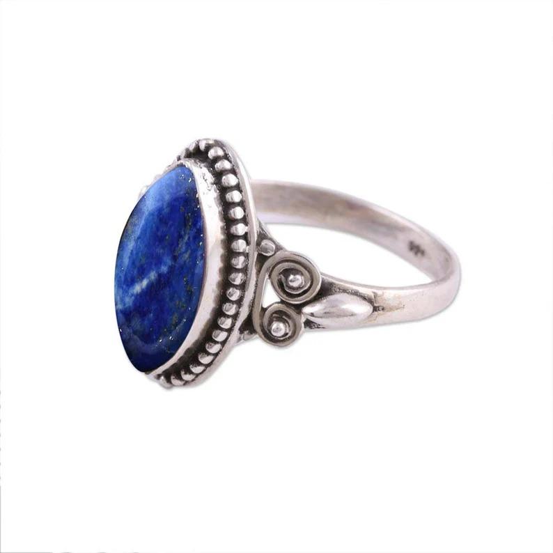 Твердое серебряное кольцо из стерлингового серебра 925 пробы, дизайнерское кольцо ручной работы, богемное кольцо, ювелирные изделия на день рождения, кольцо для вечеринок, яркое кольцо