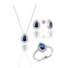 Silver Rhodium and Sapphire Stone Drop Model Set of Three