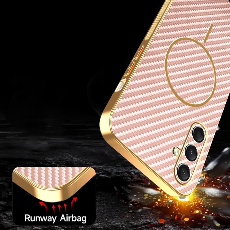 For Samsung Galaxy A16 4G/A16 5G Phone Case Carbon Fiber Textured Electroplated TPU Back Cover
