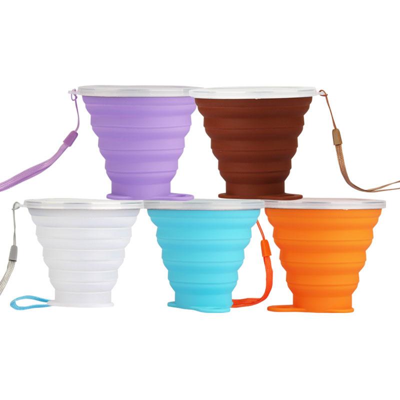 Silicone Folding Cup with Lid Retractable Kettle Lightweight to Carry Outdoor Use Travel Environment-Friendly Cup Gift Cup