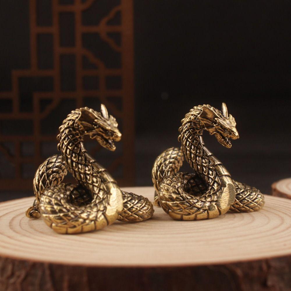 Copper Solid Brass Snake Figurines Antique Snake Statue Small Dragon Ornament Home Office Decor