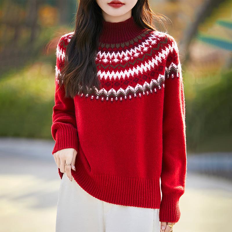 Women's Cashmere Sweater Qinghe Cashmere 30% Cashmere 70% Wool Autumn and Winter Cashmere Pullover Soft and Warm