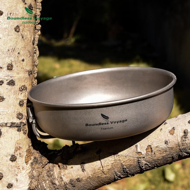 Titanium Camping Frying Pan Portable Foldable Lightweight Cookware Outdoor Cooking Hiking Backpacking Solo Use