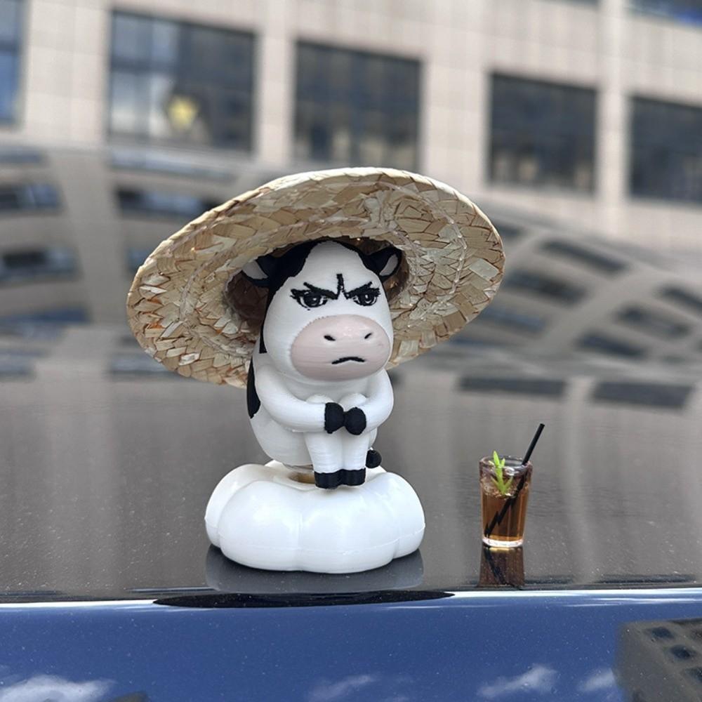 Cute Grass Cow Figure Ugly-cute Car Ornament Emo Center Console Decoration Center Console