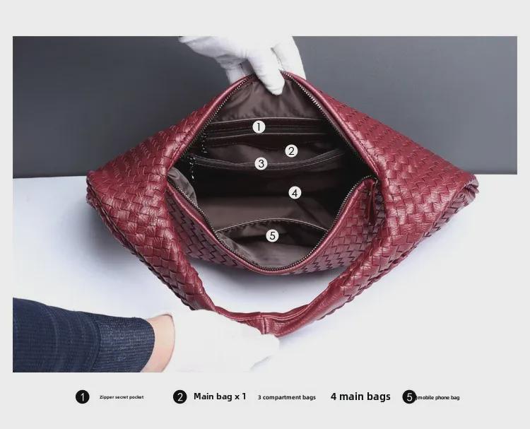 2025 Европейская и американская ручная работа, женская сумка через плечо в форме полумесяца - большая вместимость, дизайн в виде пельменя