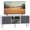 TV Cabinet Stand Unit For TVs Up To 50 With Foldable Drawers Entertainment Centre For Living Room White