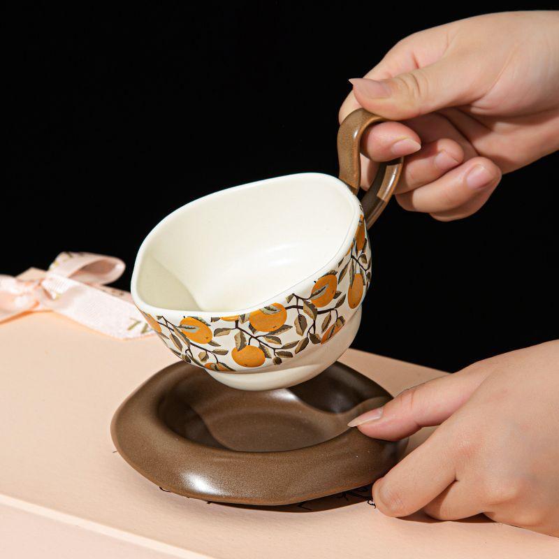 200ml Vintage Ceramic Coffee Cup and Saucer English afternoon Tea Cup and Saucer Home Office Cafe Drinkware Coffeeware Gift