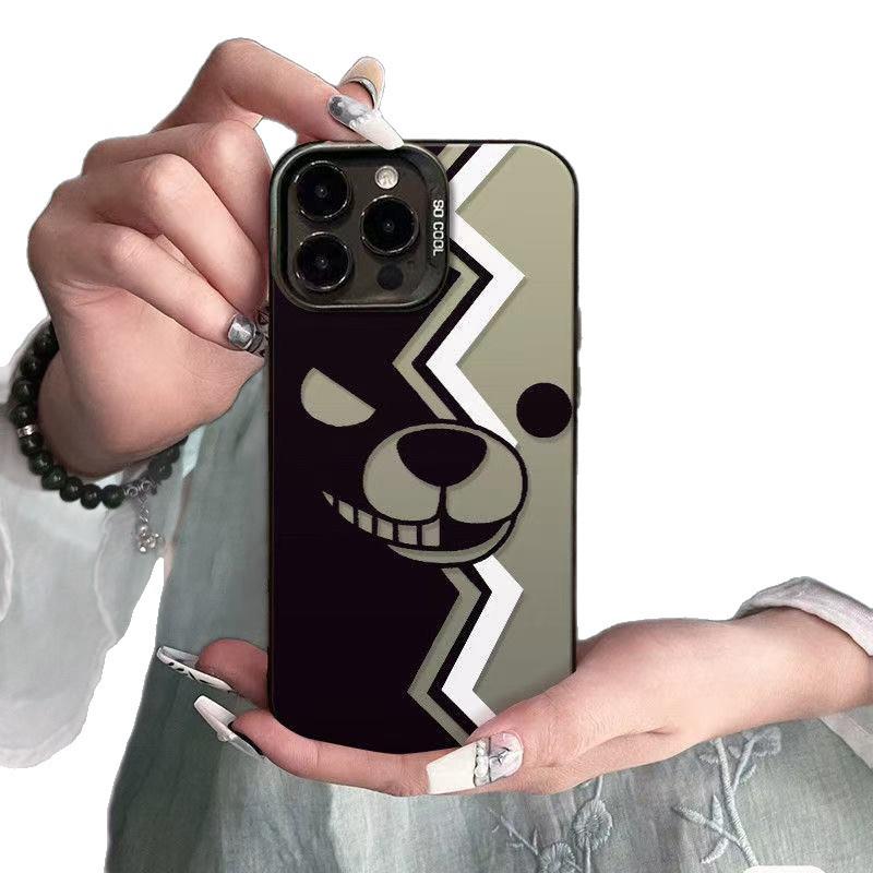 Крутой чехол для iPhone с мордочкой медведя для моделей 13 Pro Max, 14, 15, 16 Pro, 17 - Ударопрочный и Стильный