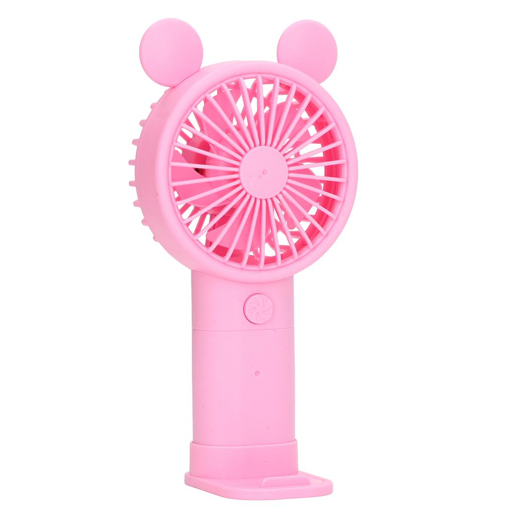 Handheld Fan Plastic USB Battery Dual Drive Built In Lithium Battery Mini Desk Fan for Summer Pink