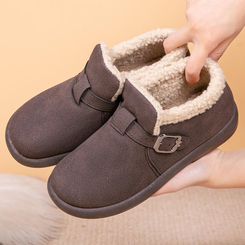 Женские зимние ботинки на платформе, нескользящие, теплые, с подкладкой из искусственного меха, повседневные, из искусственной замши, удобные, пушистые, короткие ботинки для женщин