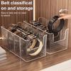 Yousheng 1/2Pcs Belt Storage Boxes Large Capacity 4 Grids Transparent Design Tie Belt Storage Holder Display Case Closet Organizer