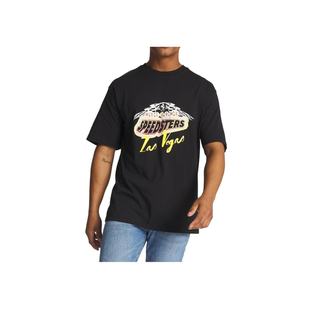 Puma X Ferrari Race Garage Crew Лас-Вегас Принт с надписью Футболка с коротким рукавом и круглым вырезом Мужские топы Черный 623655-01