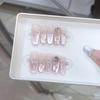 Pure Hand-made Phototherapy Wear Nail Tablets Pink Rose Words Wide Light Cat Eye Hand-painted Three-dimensional Flash Nail Art Patch