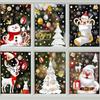 Christmas Sticker White Santa Tree Window Sticker Snowman Snowflake Deer Window Decoration Static Sticker Window Grilles
