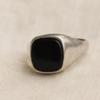 Lack Onyx Signet Ring for Men, 925 Sterling Silver, Modern Minimalist Design, Square Gemstone Statement Jewelry