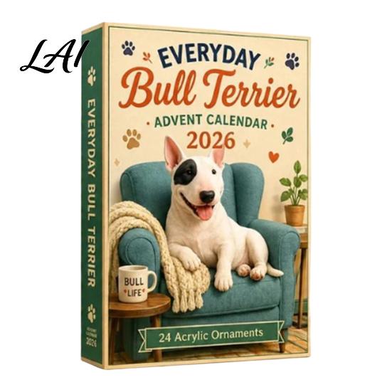 Birthday Gift for Children Everyday Bull Terrier Advent Calendar 2026 24 Day Christmas Countdown with Decoration Home Acrylic Ornaments Decorative