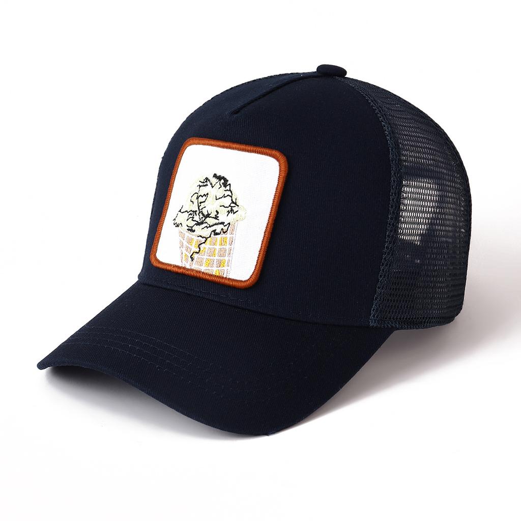 Spot ice cream baseball cap European and American embroidery mesh cap men and women cap sun protection truck cap baseball cap