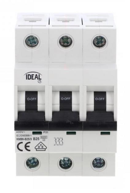 Circuit Breaker 3P B 25A 6Ka Ac Kmb6-B25/3 Vde 23153