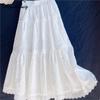Japanese Mori Girl Spring Summer Women White A-Line Skirt High Waist Jacquard Cotton Embroidery Sweet Skirts Womens
