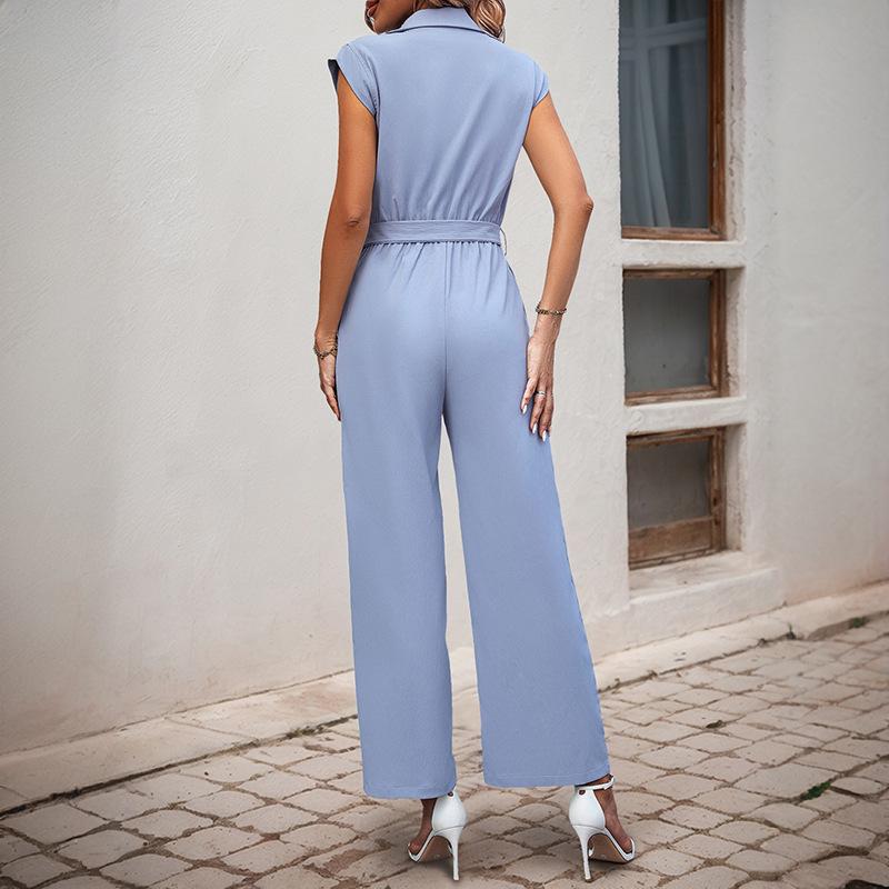 Новый женский повседневный комбинезон для поездок на работу с воротником-стойкой и безрукавкой