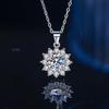 Серебряное ожерелье S925 с муассанитом в виде подсолнуха и большим бриллиантовым кулоном