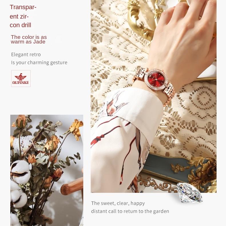 OUPINKE Часы Модные водонепроницаемые кварцевые часы с бриллиантами Женские часы