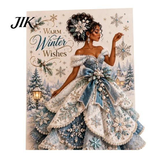 Holiday Gift for Family Friends 3D Christmas Angel Greeting Card with Fabric Dress, Pop Up Party Keepsake Card, Merry Detailed Paper Art