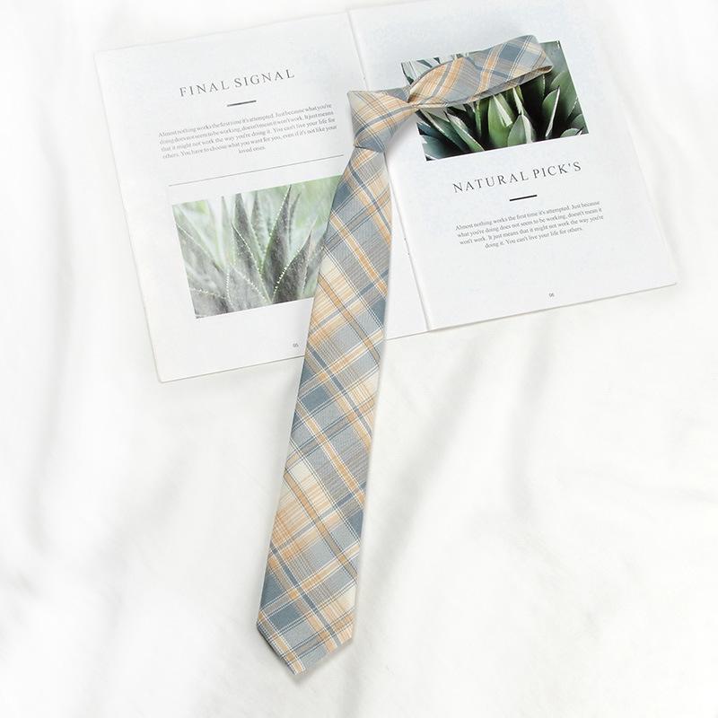 Лимонный Плед Галстук для Школьной Формы с Морской Солью - Ручная Работа в Японском Академическом Стиле для Мужчин и Женщин