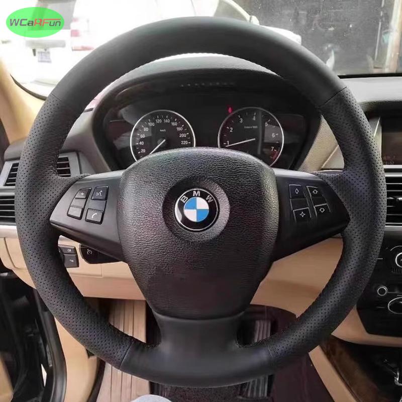 Black Anti-Slip Steering Wheel Braid Car Steering Wheel Cover For BMW X5 E70 2006-2013 (30)