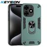 KEYSION Shockproof Armor Case for Infinix Smart 8 8 HD Silicone+PC Camera Protection Ring Stand Phone Cover for Infinix Hot 40i