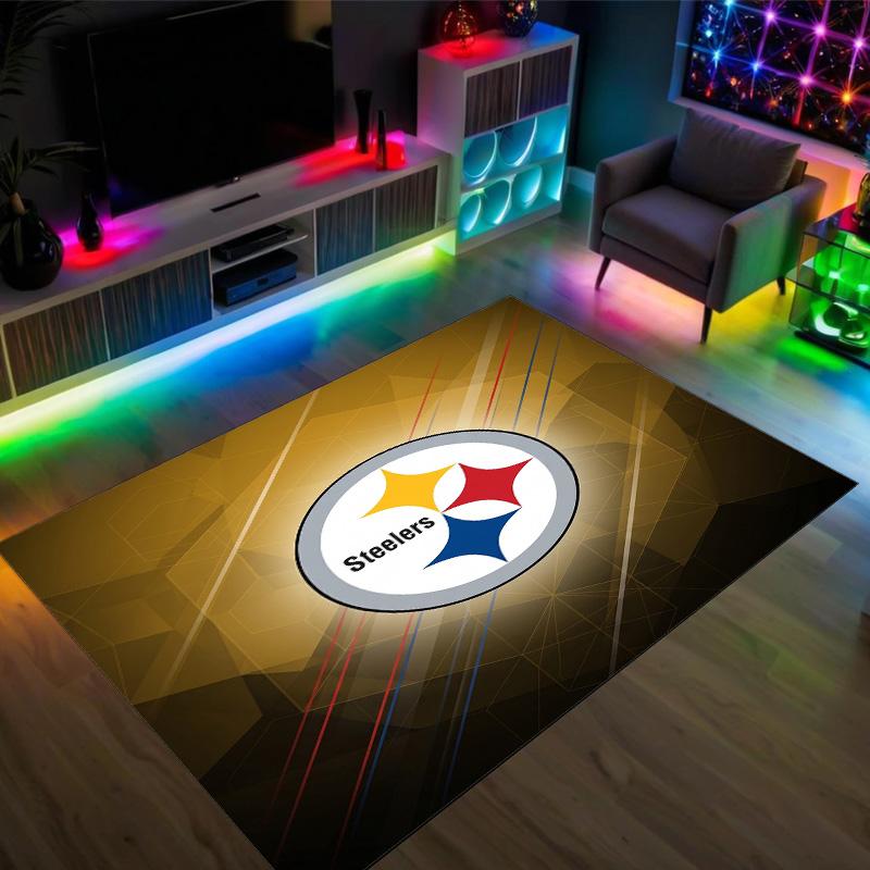 Pittsburgh Steelers Design Crystal Velvet Carpet Cozy Non?Slip Printed Rug For Bedroom Living Room Entrance