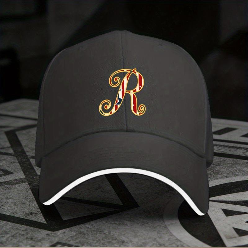 New 1pc, Adjustable "R" Letter Sandwich Baseball Cap, Lightweight Printed Women's Hat, "R" Letter Men's Trendy Cap, Ideal Gift f