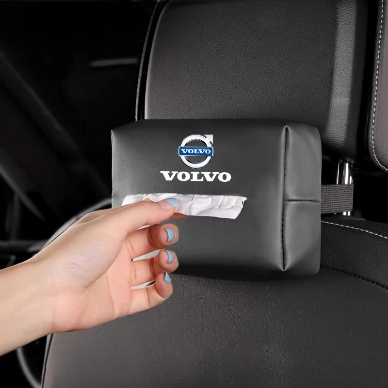 Car Tissue Organizer Bag Paper Towel Storage Box Accessories For Volvo XC90 V90 V60 XC60 V40 S80 S60 S90 C40 XC40 V70 Valve Cap