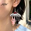 Creative Acrylic Cat Ornaments 1 Pair Cute Dangle Drop Earrings for Women, 2D Cartoon Kitten Sweet Girl Style Jewelry Hang on Clothes Hanger Earrings,