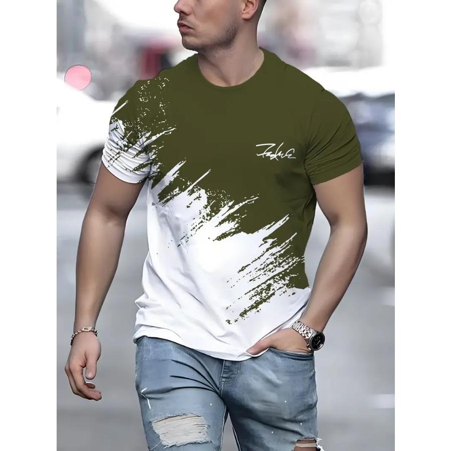 Стильная мужская футболка с рисунком — удобная, дышащая, с коротким рукавом для повседневных летних занятий — повседневная, модная и универсальная футболка для мужчин