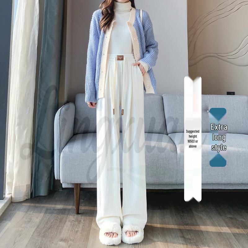 Autumn Women's High-Waisted Flowy Wide-Leg Knit Pants