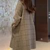 Зимнее новое ретро клетчатое кашемировое пальто, темпераментное двустороннее шерстяное пальто