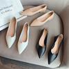 99-Pointed Leather Soft Sole Thick Heel Low Heel Shoes Women's Low Heel Two Wear Single Shoes Women's Fashion