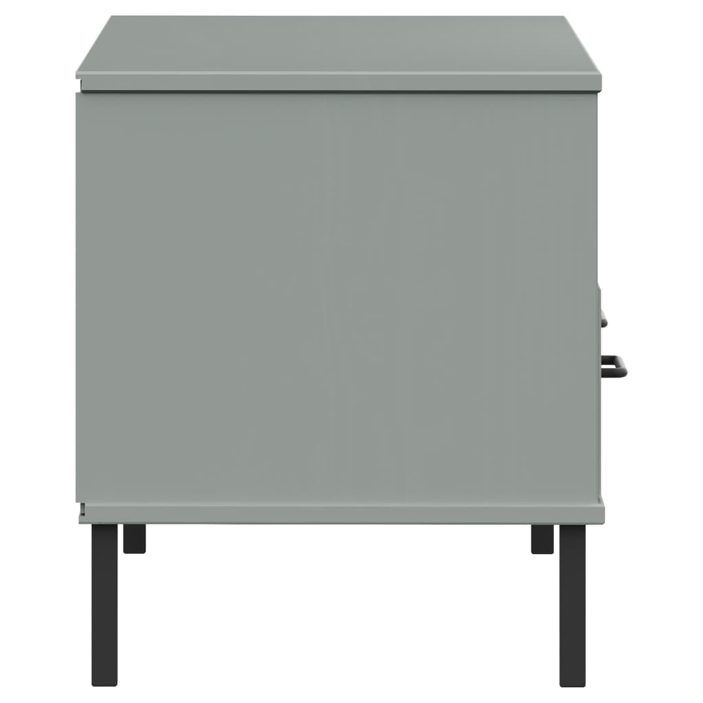 Oslo TV Stand with Metal Legs Grey Solid Pine Wood