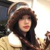 Шерстяная шапка-бини с контрастным узором Fair Isle для женщин, универсальная для сезона, для большого обхвата головы, стройнит лицо, защита ушей, теплая шапка-пуловер
