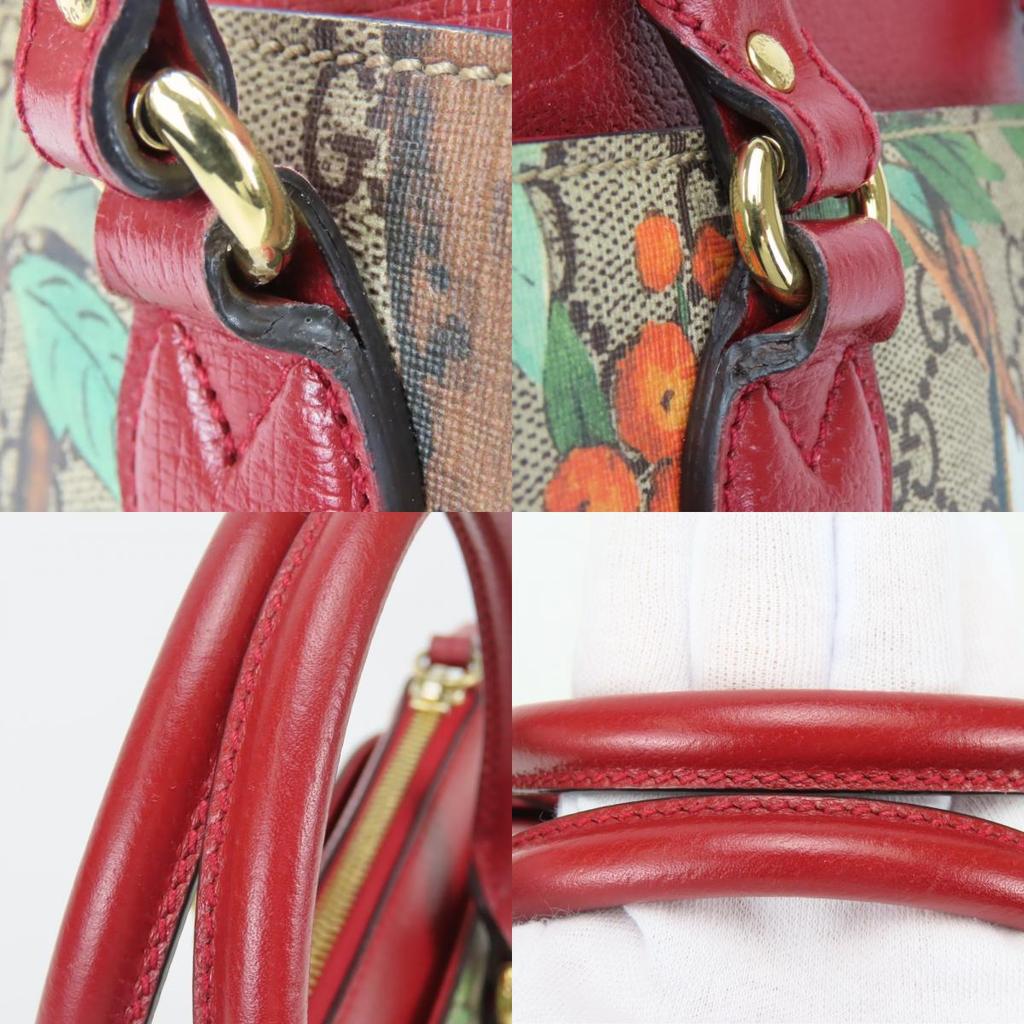 Used GUCCI Handbag Tian 453177 GG Supreme Canvas Red beige Shoulder