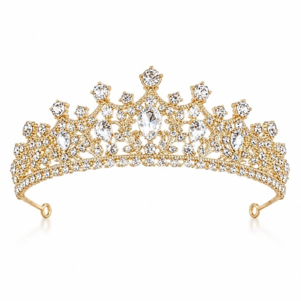 Baroque Style Princess Headband Gold Plated Bridal Tiara Fairy Rhinestone Headband Pageant