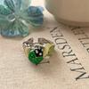Chinese Style Insect Drip Oil Ring Geometric Enamel Flower Ring Personality Painting Ring  Friend