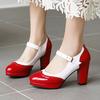 Women's Mary Janes High Heels Pumps Shoes 2025 Spring Fashion Patchwork Black Pink Red Heeled Party Wedding Shoes Female