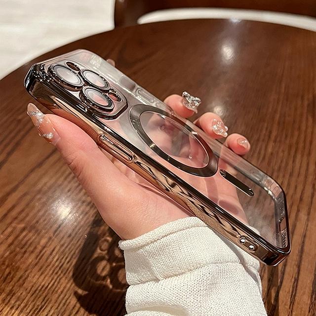 Роскошный чехол для телефона Magsafe с беспроводной зарядкой для Iphone 14 13 12 11 Pro Max Plus, мягкий магнитный бампер, гальванический прозрачный чехол