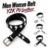 Black White Punk Women Men Belt PU Leather Streetwear Waist Belt Retro Pin Buckle Belt  For Jeans
