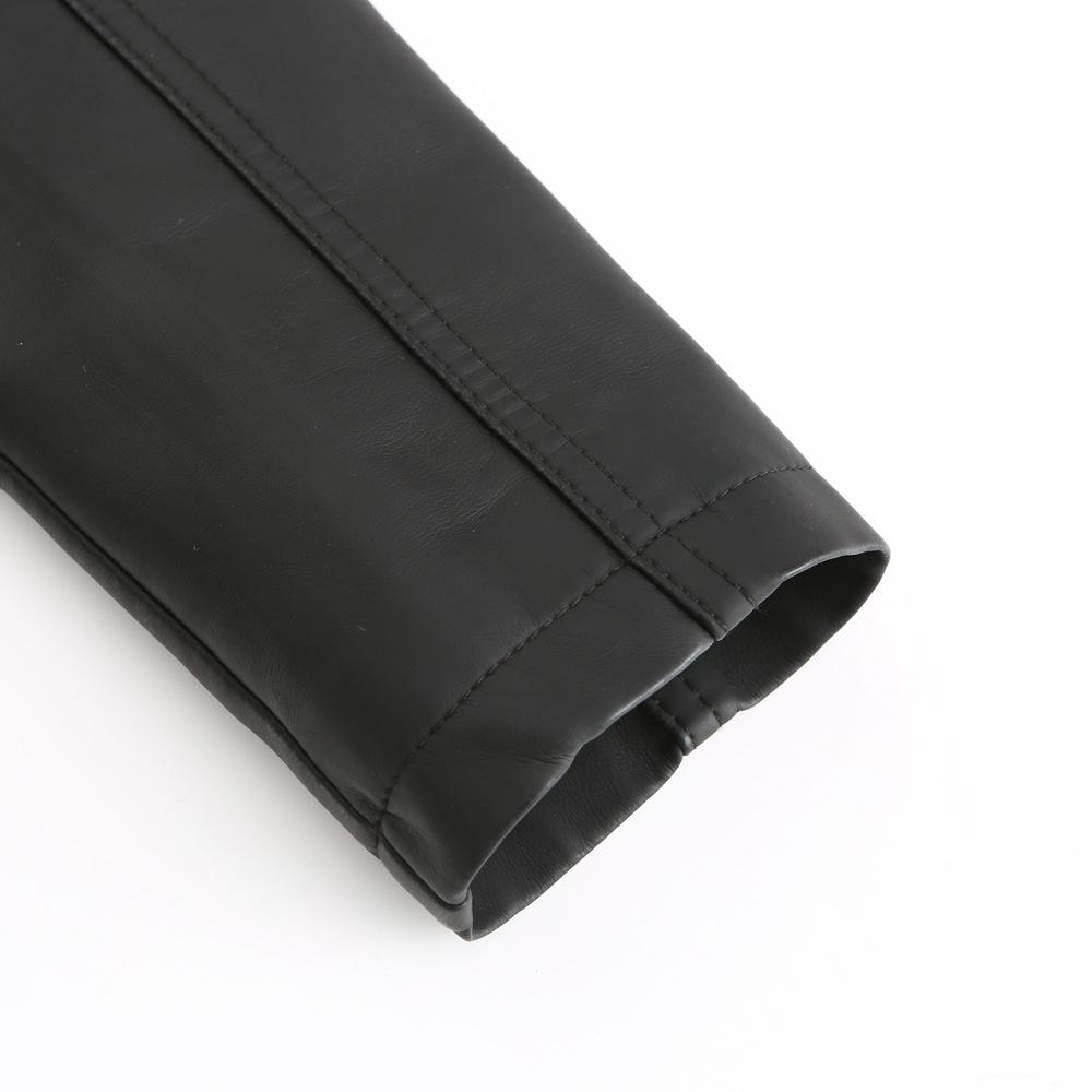 GMXIA Women's Solid Color Print Spring and Autumn Female Leather Dress Female Short Jacket Slim Slim Long Sleeve POLO Neck Jackets & Coats